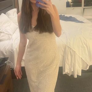 Beaded ivory maxi length dress. So pretty! From the premium Zara collection